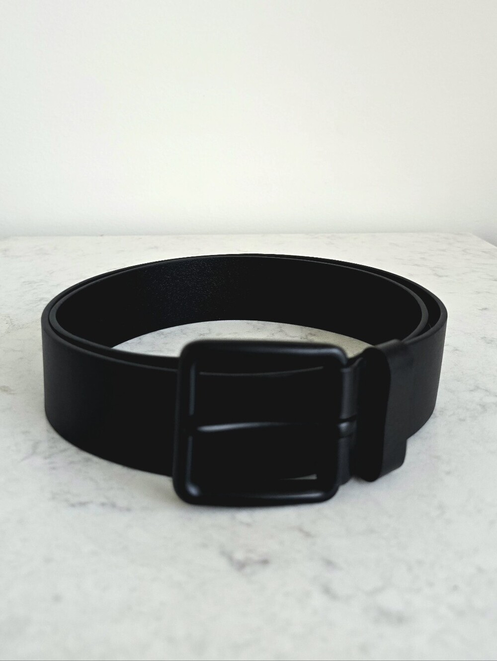 NWT NORDSTROM  Men's Premium Leather Blaxk / Black Buckle Belt, Size 36